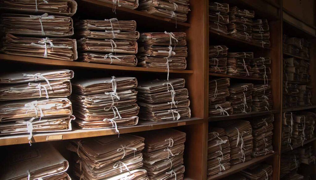 AGS Records Management archivists sorting and classifying DIR-MED technical and administrative files in preparation for digitisation.