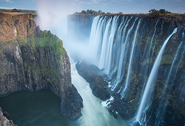 Morning glow at Victoria Falls, looking over Zimbabwe